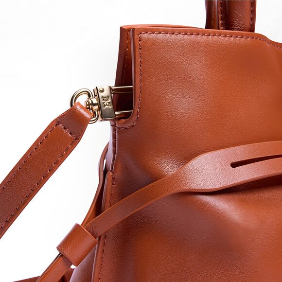 1774 Poppy Small Drawstring Crossbody Handbag - Burnt Orange
